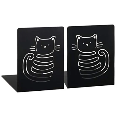 Afbeelding van Moses Boekensteun Miauw Zwart Staal 12,5 X 16 Cm 2 Stuks