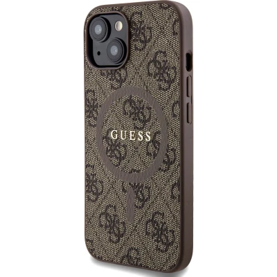 Afbeelding van Guess 4G Colored Ring Back Case (MagSafe Compatible) Apple iPhone 15 Plus (6.7&quot;) Bruin