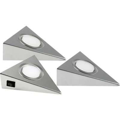 Afbeelding van Heitronic GENUA LED onderbouwlamp Set van 3 stuks vast ingebouwd 6 W Warmwit RVS