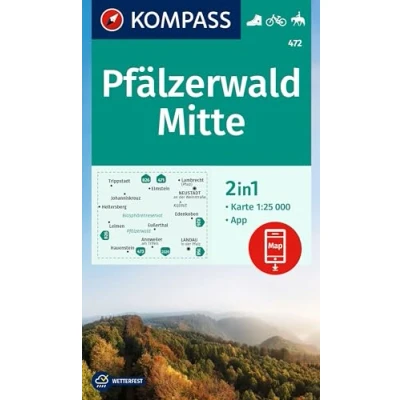 Afbeelding van KOMPASS Wanderkarte 472 Pfälzerwald Mitte 1:25.000