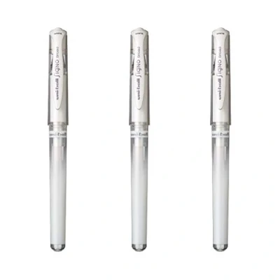 Image de uni ball Mitsubishi Pencil 3 Stylos Rollers Encre Gel Signo Broad Blanc Pointe 1 mm Écriture Large Roller Créatif pour Carterie et Loisirs Créatifs