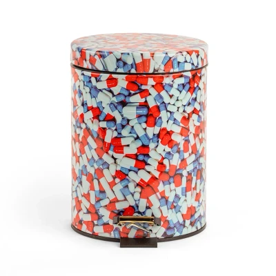 Afbeelding van SELETTI Pills Toiletpaper Home Bin Ø20,5 H. 27,5 Wit/Rood/Blauw