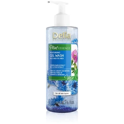Afbeelding van Delia Cosmetics Plant Essence Gezichtsreinigingsgel, vochtinbrengende reinigingsgel, verwijdert make up en onzuiverheden, natuurlijk, voor alle huidtypes, vermindert overtollig talg, 200 ml