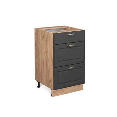 Afbeelding van Vicco Keukenonderkast Fame Line, Antraciet goud/Bruin, 50 cm zonder werkblad