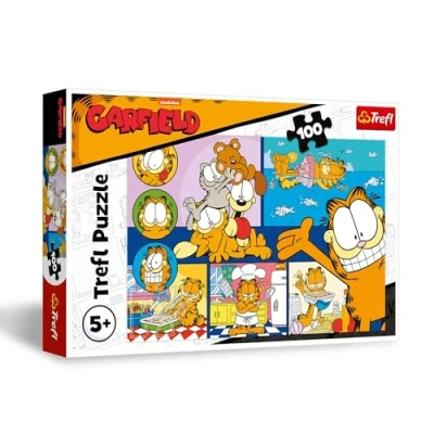 Afbeelding van Trefl Garfield, Garfield Luiaard Puzzel 100 stukjes met filmfiguren, creatief entertainment, vrije tijd voor kinderen vanaf 5 jaar