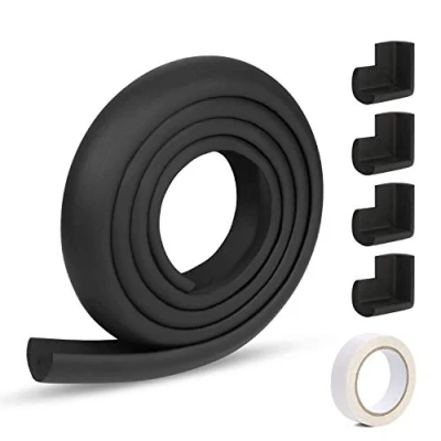Afbeelding van Vicloon randbescherming, baby randbescherming 2 m en 4 stuks hoekbescherming van schuimrubber, lengte voor scherpe meubels hoeken &amp; tafelbescherming 1PCS Zwart