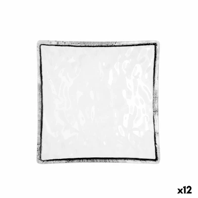 Afbeelding van Eetbord Quid Select Filo Wit Zwart Plastic Vierkant 19 x 4,5 cm (12 Stuks)