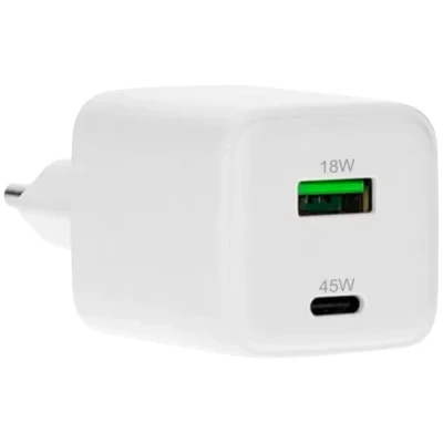 Afbeelding van Mobiparts Universele QC Snellader 45W 2 Poorten (USB C &amp; USB A) GaN Technologie PD 3.0 Geschikt voor Apple iPhone en Samsung
