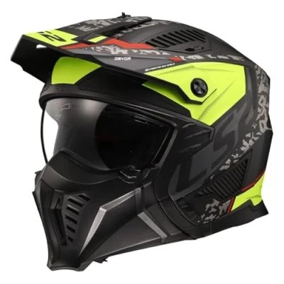 Afbeelding van LS2 OF606 Drifter Devor Matt Black H V Yellow XS Maat Helm