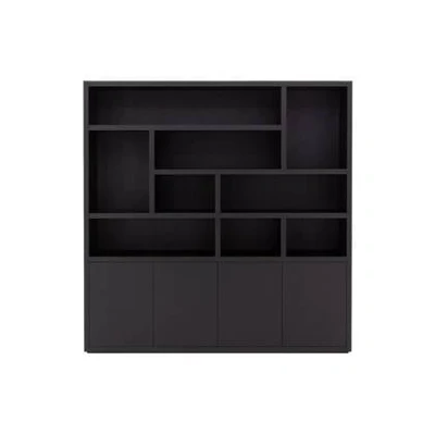 Afbeelding van Goossens Buffetkast Barcelona, 4 Deuren 9 Open Vakken (verticale Layout) Hout Zwart