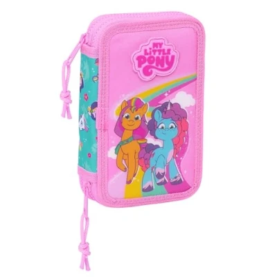 Afbeelding van Dubbele etui My Little Pony Magic Roze Turkoois 12.5 x 19.5 4 cm 28 Onderdelen