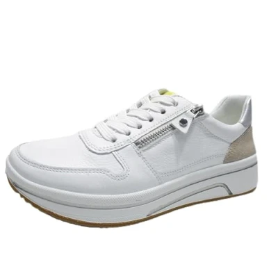Afbeelding van ara Sapporo Damessneakers Wit Limoncello Shell zilver Maat 41 EU, Weiss Zilver, EU breed,