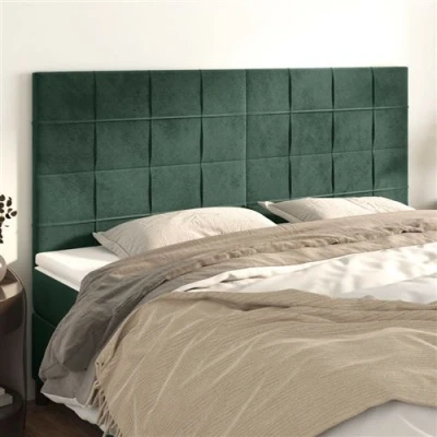 Afbeelding van vidaXL Hoofdborden 4 st 80x5x78/88 cm fluweel donkergroen