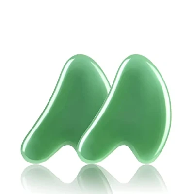 Afbeelding van URAQT Guasha, Guasha Face Lichaam, 2 stuks Gezicht Jade Massage Steen Gezichtsbehandeling Authentieke Natuurlijke Tool Set Anti Aging, Rimpel Coprs SPA Acupunctuur