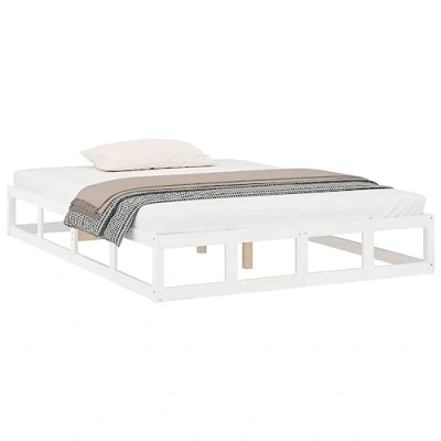 Image de vidaXL Cadre de lit Blanc Bois massif 160x200 cm