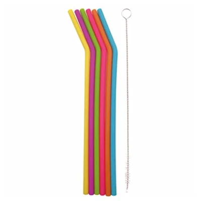 Afbeelding van Dotz 6 Gebogen Silicone Rietjes In Verschillende Kleuren 25cm