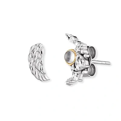 Afbeelding van Engelsrufer ERE MOONWING MO BIG damesoorbellen vleugels en maan, sterling zilver, maansteen, Maansteen