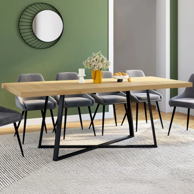 Image de Table à manger extensible rectangle 160 200 cm 6 10 personnes bois et noir IDMarket
