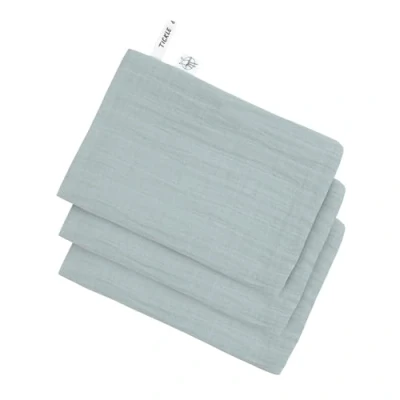 Afbeelding van LÄSSIG Set van 3 chiffon washandjes voor baby&#039;s, poederblauw