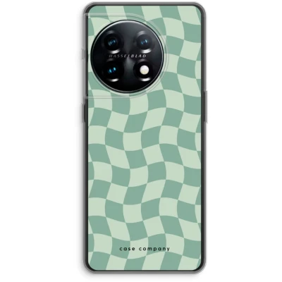 Afbeelding van Case Company® hoesje geschikt voor OnePlus 11 Grid Groen Soft Cover Telefoonhoesje Bescherming aan alle Kanten en Schermrand