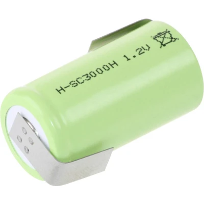 Afbeelding van Mexcel SC3000H Speciale oplaadbare batterij Sub C Geschikt voor hoge temperaturen, Z soldeerlip, Flat top NiMH 1.2 V 3000 mAh