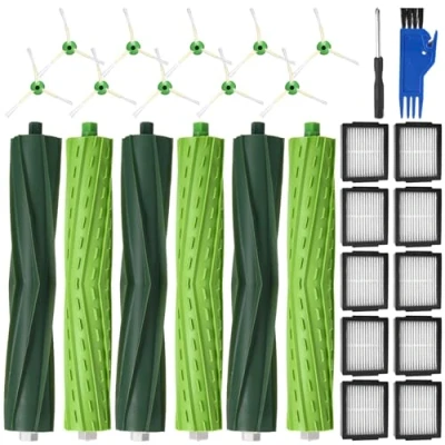 Afbeelding van SOBEAU Reserveonderdelen voor iRobot Roomba i7 i7+ i1 i1+ i3 i3+ j7 j7+i4 i4+ E5 E6 Stofzuiger, Accessoires i/e/j Serie, 3 Sätze Rubberborstels, 10 Filter, Zijborstels