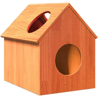 Afbeelding van Kattenhuis 41x50x50 cm massief grenenhout wasbruin