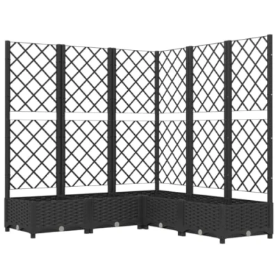 Afbeelding van vidaXL Plantenbak met latwerk, zwart, 120 x 121,5 cm, PP