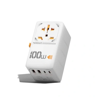 Afbeelding van TESSAN adapter, 100 W, USB C, snellaadadapter, wereldwijde reisstekkeradapter, 2 C en A, van toepassing in de EU, VS, Groot Brittannië, Italië
