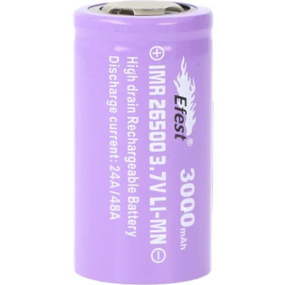 Afbeelding van Efest IMR 26500 Li Ion 3.6V 3.7V 3000mAh met positieve pool plat, let op afmetingen 50.07x26.26mm