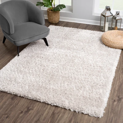Afbeelding van Porto Soft Fluffy Vloerkleed Hoogpolig Effen Licht Grijs 80X150 cm