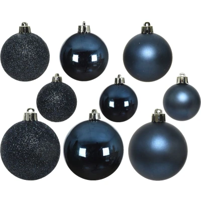 Afbeelding van Kerstbal plastic glans mat glitter assorted nacht blauw KSD