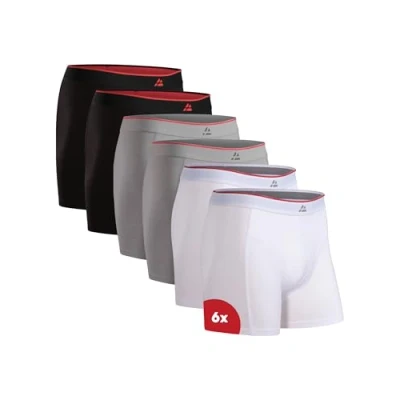 Image de DANISH ENDURANCE Lot de 6 Boxers en Fibre Bambou, À Poche ou sans, Caleçon Ultra Doux et Respirant, pour Homme, Multicouleurs (2x Noir, 2x Gris, Blanc), XL