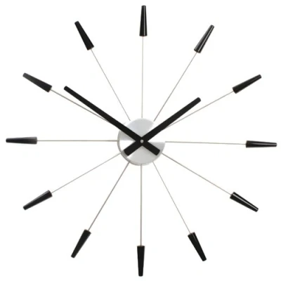 Image de Nextime horloge murale plug inn acier inoxydable noir Ã¸ 58cm