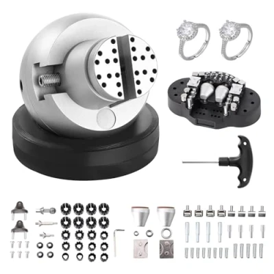 Image de VEVOR Boulet de Graveur 127 mm Étau Gravure Base Rotative à 360 Boule Mâchoire Réglable avec 69 Accessoires Outil Réglage pour Fabrication Bijoux Précision Bijoutier