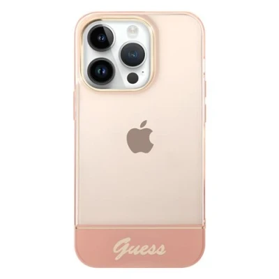 Afbeelding van Guess iPhone 14 Pro Max Telefoonhoesje Roze Transparant TPU Materiaal Back Cover Bescherming