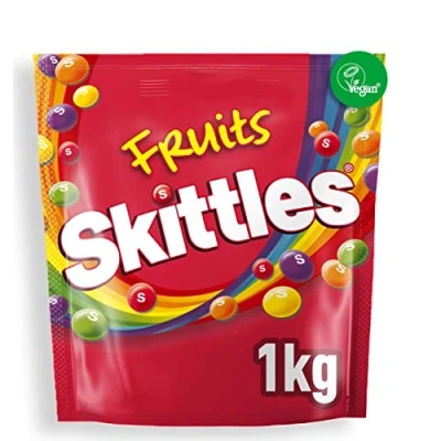 Afbeelding van Skittles Veganistische snoep, kauwsnoepjes met fruitsmaak, losse zak om te delen, cadeau voor een date, 1 kg
