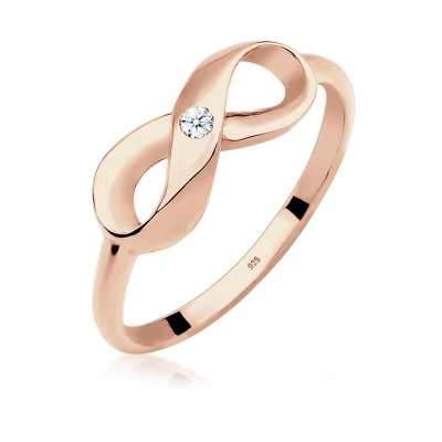 Afbeelding van Elli PREMIUM Dames Ring Infinity Diamant (0.03 ct.) in 925 Sterling Zilver