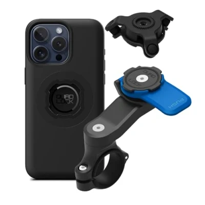 Afbeelding van Quad Lock Motorfiets stuur telefoonhouder set met trillingsdemper en MAG hoes voor iPhone 15 Pro Max
