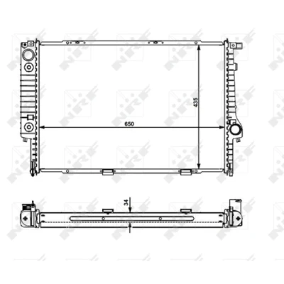 Afbeelding van NRF 519588 Radiateur Aluminium 650 435 34 Met aanbouwdelen Koelribben gesoldeerd BMW: 5 Saloon, 7