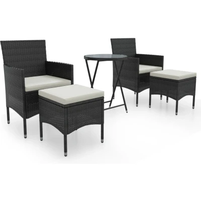 Afbeelding van vidaXL 5 delige Bistroset poly rattan en gehard glas zwart