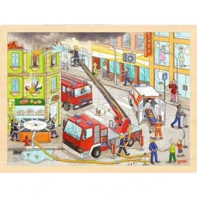Afbeelding van Goki Houten Legpuzzel Brandbestrijding, 96st.