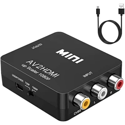 Afbeelding van RCA naar HDMI video omzetter, AV HDMI, 1080p composiet videoconverter CVBS ondersteunt PAL/NTSC met USB kabel voor pc, laptop, Xbox, PS4, PS3, TV,