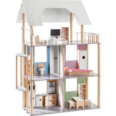 Afbeelding van howa Groot Poppenhuis voor Poppen tot 30 cm met 19 Meubels 70103