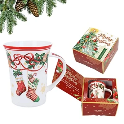 Afbeelding van Carmani Porseleinen mok met kerstthema 350 ml