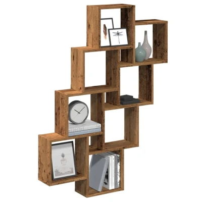 Afbeelding van vidaXL Wandschap kubus 90x15x119,5 cm bewerkt hout oud houtkleurig