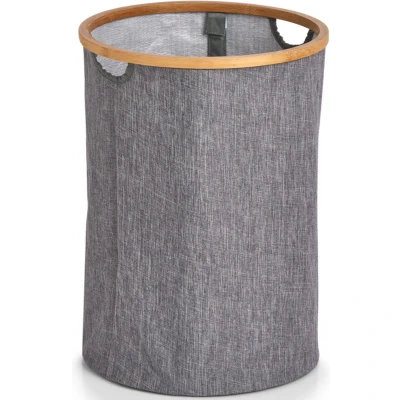 Afbeelding van Zeller Wasmand grijs rond stof 36 x 50 cm Dubbele wasmanden