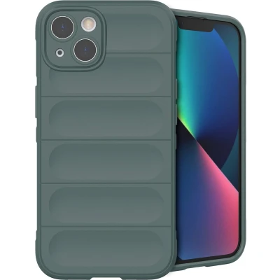 Afbeelding van iMoshion Hoesje Geschikt voor iPhone 13 Siliconen EasyGrip Backcover Donkergroen
