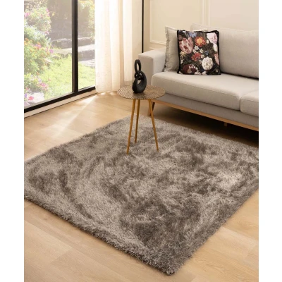 Afbeelding van Vierkant Hoogpolig Vloerkleed Velvet Posh Grijs 160x160 Cm