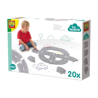 Afbeelding van SES Creative 13151 Vilten Wegenbouw 20 Stuks Speelset voor Kinderen vanaf 24 Maanden Bouw een wegennetwerk met puzzelstukken Compatibel speelgoedauto&#039;s